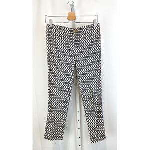 CARTONNIER Size 0 Anthropologie Flat Front Ankle Pants Geometric Beige Navy Blue